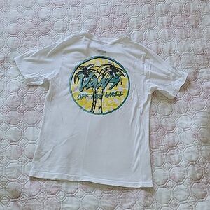 Vans White Short Sleeve Tee with Yellow & Blue Palm Patch